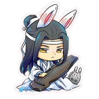 😒 chibi, cartoon, anime, bunny ears, character telegram sticker