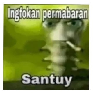 🖼 Ingfokan permabaran Santuy meme, caterpillar, smoking, indonesian, funny, low quality telegram sticker