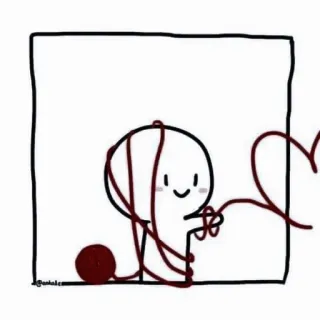 💌 Мультфильм, Любовь, Сердце, Веревка, Милый, Рисунок, Персонаж telegram sticker