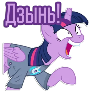 😄 Twilight Sparkle My Little Pony Дзынь! Pony, Cartoon, Lustig, Pferd, MLP, Dzyin telegram sticker