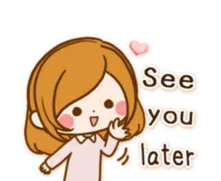 👩‍❤️‍👨 See you later мультфильм, девочка, машет, сердце, приветствие telegram sticker