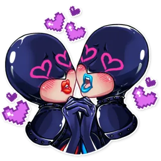 👩‍❤️‍💋‍👩 ciuman, cinta, lgbt, pelangi, kartun, hati, kasih sayang telegram sticker