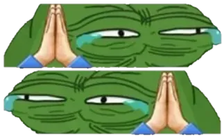 🙏 Pepe the Frog 페페, 개구리, 밈, 울음, 기도, 이모지, 인터넷 문화 telegram sticker