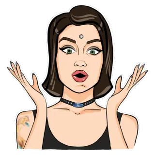 😯 woman, surprised, cartoon, expression, sticker, pop art, shocked, reaction telegram sticker