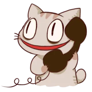 📞 gato, telefone, desenho animado, animal, adesivo telegram sticker