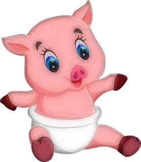 🐷 หมู, สัตว์, การ์ตูน, น่ารัก, สีชมพู telegram sticker