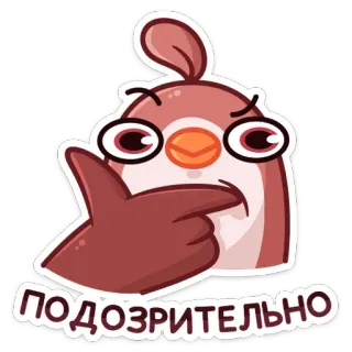 🤔 подозрительно bird, suspicious, thinking, curious, unsure, doubtful telegram sticker