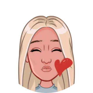 💑 cartoon, kus, hart, emoji, sticker, vrouw, blond haar telegram sticker
