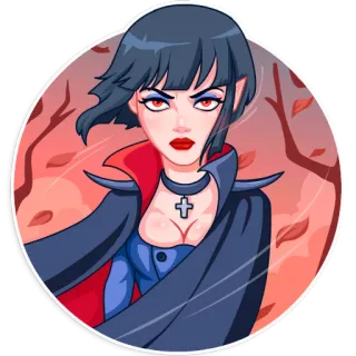 😡 vampiro, donna, gotico, halloween, adesivo, cartone animato, personaggio telegram sticker
