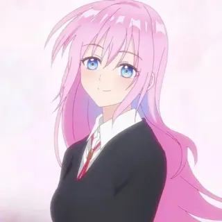 🐻 Anime, Mädchen, Pinke Haare, Schuluniform, lächelnd telegram sticker