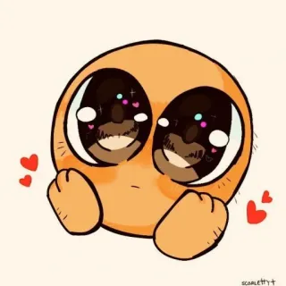 💖 kawaii, dễ thương, biểu tượng cảm xúc, trái tim, màu cam, mắt, hoạt hình telegram sticker