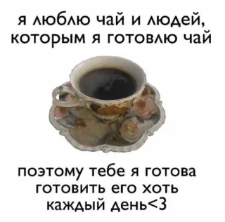 🥰 я люблю чай и людей, которым я готовлю чай
поэтому тебе я готова готовить его хоть каждый день <3 thé, amour, russe, boisson, breuvage, tasse, sentiment telegram sticker