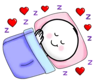 😴 dormire, dormendo, zzz, cuori, carino, sogno telegram sticker