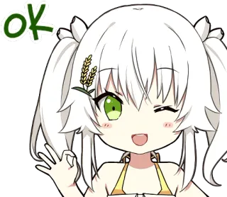 👌 OK anime, cute, girl, wink, OK, approval whatsapp sticker