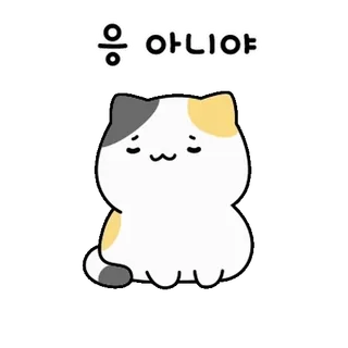 💬 응 아니야 gato, lindo, pegatina, coreano, no telegram sticker