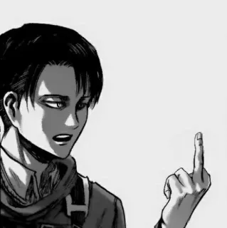 ☕️ Levi Ackerman Attack on Titan Anime, L'Attaque des Titans, Levi Ackerman, Doigt d'honneur, Geste offensant whatsapp sticker