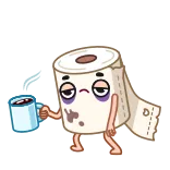 😒 carta igienica, caffè, stanco, assonnato, cartone animato, adesivo telegram sticker