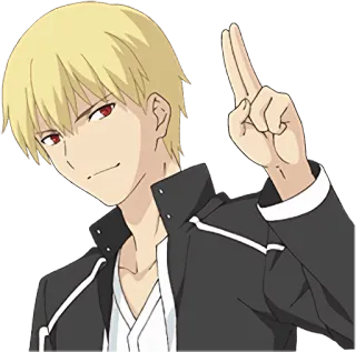 😏 animé, blond, mâle, geste, personnage, manga telegram sticker