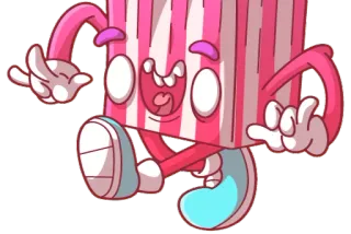 😲 Cartoon, Personage, Roze, Gestreept, Schattig, Animatie, Doos telegram sticker