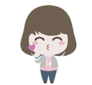 😘 милый, мультфильм, девушка, каваий, сердце, любовь, поцелуй telegram sticker