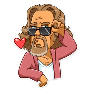 😘 The Dude The Big Lebowski The Dude, Big Lebowski, movie, character, sunglasses, love telegram sticker