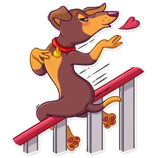 😘 หมา, สัตว์, สติกเกอร์, น่ารัก, สีแดง telegram sticker