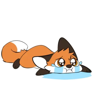 😢 raposa, triste, chorando, animal, desenho animado whatsapp sticker
