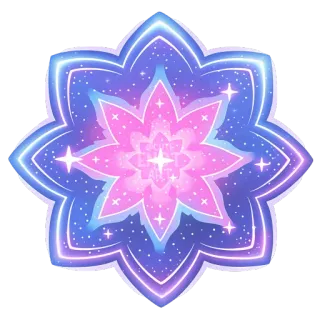 🪷 space, galaxy, flower, star, neon, purple, blue, geometric telegram sticker