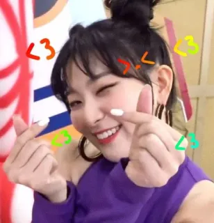 👘 Herz Handzeichen, K-Pop, süß, Lächeln, Mädchen, Zwinkern telegram sticker
