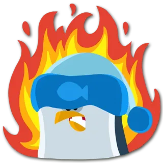 😡 penguin, fire, hot, cartoon telegram sticker