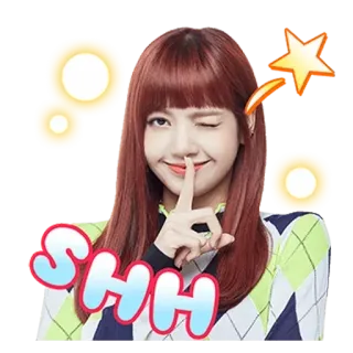 😶 Lisa SHH Lisa, Blackpink, K-Pop, Ruhe, Psst, Zwinkern, Süß whatsapp sticker