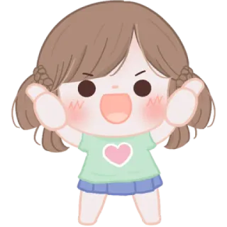 🧸 cartoon, girl, cute, sticker, heart whatsapp sticker