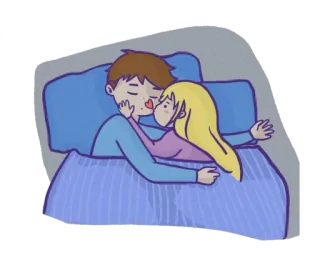 😘 amor, pareja, cama, beso, romance, cariño telegram sticker