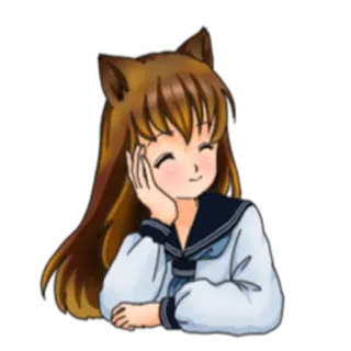 😌 Dziewczyna anime, Kocie uszy, Mundur szkolny, Słodkie, Manga, Kreskówka, Postać telegram sticker
