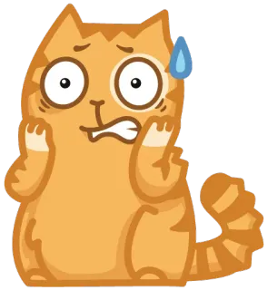 😥 kat, bang, bezorgd, cartoon, dier, emoji whatsapp sticker