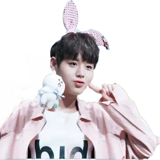 🤗 милый, заячьи ушки, kpop, розовый, каваий whatsapp sticker