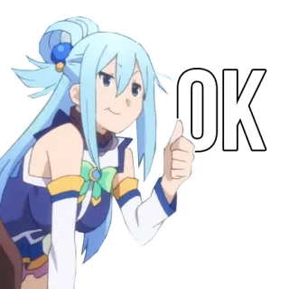 👌 Aqua Konosuba OK Anime, Jempol ke atas, Persetujuan, Oke, Konosuba, Aqua telegram sticker