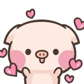 🐷 pig, cute, heart, love, adorable, cartoon, pink telegram sticker