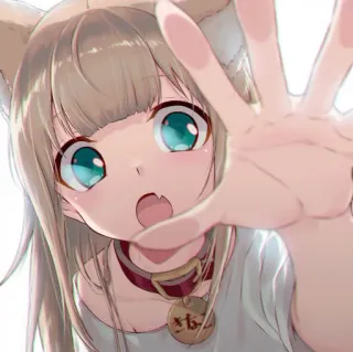 🧋 Anime, Carino, Ragazza, Orecchie da gatto, Girocollo, Ragazza anime whatsapp sticker