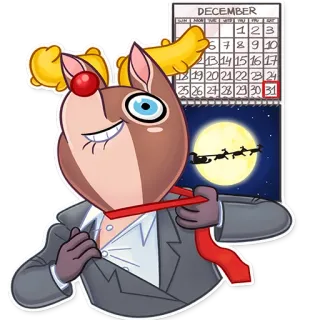 💼 DECEMBER rena, Natal, calendário, dezembro, escritório, terno, celebração telegram sticker