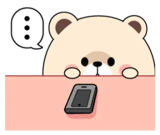 👍 곰, 핸드폰, 생각, 귀여운, 만화 telegram sticker