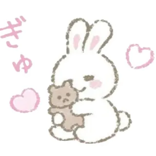 💕 ぎゅ lapin, mignon, cœur, câlin, ours whatsapp sticker