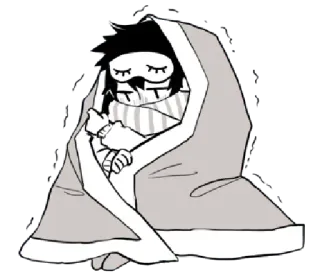 🥶 sleepy, asleep, blanket, tired, eye mask, cozy, cartoon telegram sticker