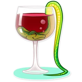 🍷 vinho, cobra, copo, bebida, réptil telegram sticker