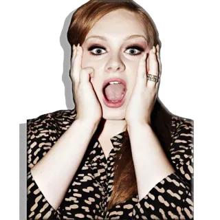 😱 Adele Adele, cantora, retrato, pop star, chocada, surpresa, mulher telegram sticker