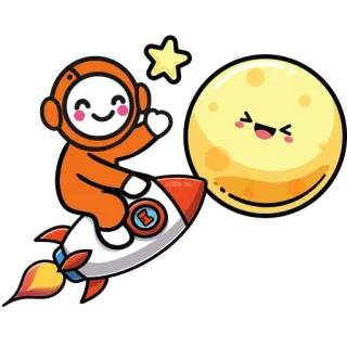 🤩 宇宙飛行士, ロケット, 月, かわいい, 宇宙, 星, 漫画 telegram sticker