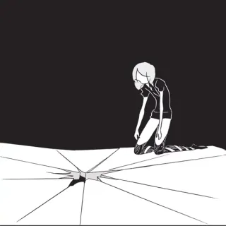 💪 anime, manga, broken, sad, monochrome, person telegram sticker