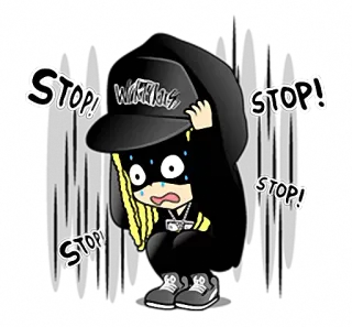 😫 STOP! cartoon, stop, warning, crying, anime telegram sticker
