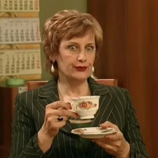 🙄 woman, tea, cup, office, person, portrait telegram sticker