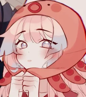 💗 Anime, Oktopus, Süß, Mädchen, Cartoon, Rosa Haare telegram sticker